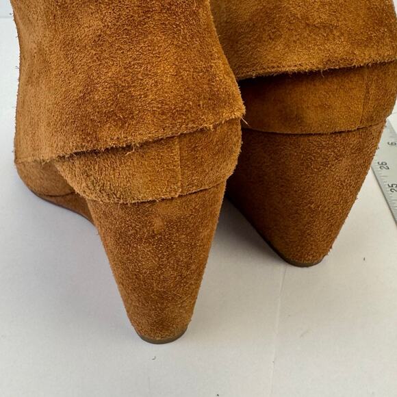Michael Michael Kors Brown Lace Up Suede Leather Wedge Heel Booties Minimal 9M - Picture 10 of 10